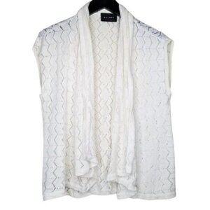 4/$25 Axcess Off White Knitted Crochet Open Front Cardigan